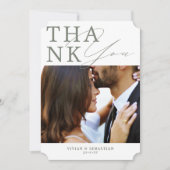 ミニマリストGreen Sage Script 結婚's サンキューカード (正面)