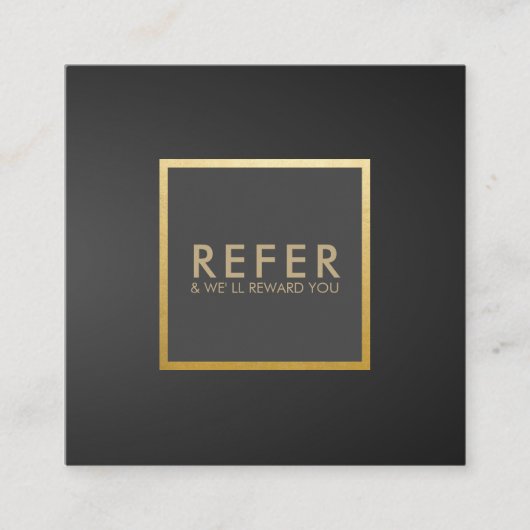 ミニマリストGreyBlackグラディエント金ゴールドラグジュアリー紹介 スクエア名刺 (正面)