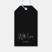 ミニマリストHappy誕生日ホワイトタイポグラフィオンブラック ギフトタグ (裏面)