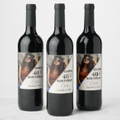 ミニマリストHappy 40th 50th誕生日パーティー ワインラベル (ボトル)