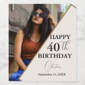 ミニマリストHappy 40th 50th誕生日パーティー ワインラベル (シングルラベル)