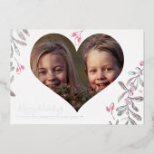 ミニマリストHappy Holidaysフォトシルバー 箔シーズンカード (正面)