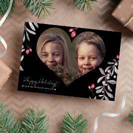 ミニマリストHappy Holidays写真黒 シーズンカード