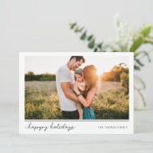 ミニマリストHappy Holidays 4写真白黒 シーズンカード (スタンド正面)