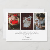 ミニマリストHappy Holidays 4写真白黒 シーズンカード (裏面)