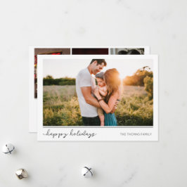 ミニマリストHappy Holidays 4写真白黒 シーズンカード