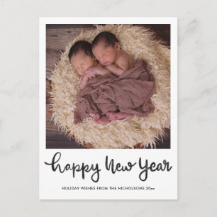 ミニマリストHappy New Yearベビー写真スクリプト写真 シーズンポストカード