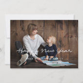 ミニマリストHappy New Year家族写真 シーズンカード (正面)