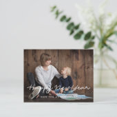 ミニマリストHappy New Year家族写真 ポストカード (スタンド正面)