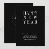 ミニマリストHappy New Year Companyビジネスロゴ シーズンカード (正面/裏面)