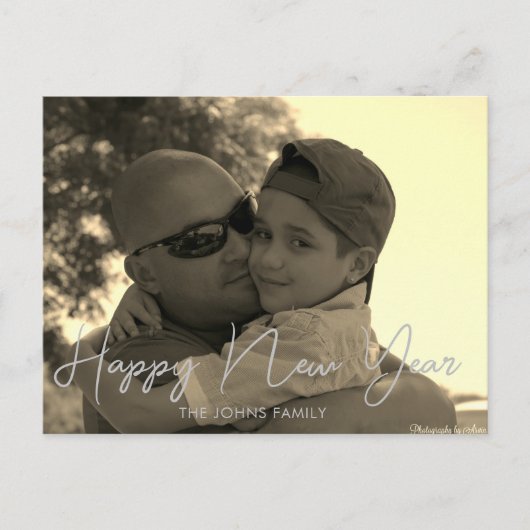 ミニマリストHappy New Years 2023セピアはがき ポストカード (正面)