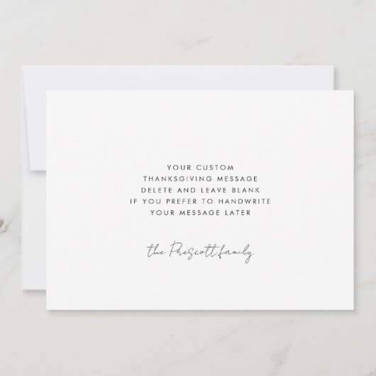 ミニマリストHappy Thanksgiving家族の写真 シーズンカード (裏面)