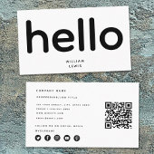 ミニマリストHello QRコードソーシャルメディアのアイコン 名刺