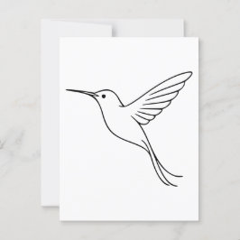 ミニマリストHummingbird Line Art in Flight ポストカード