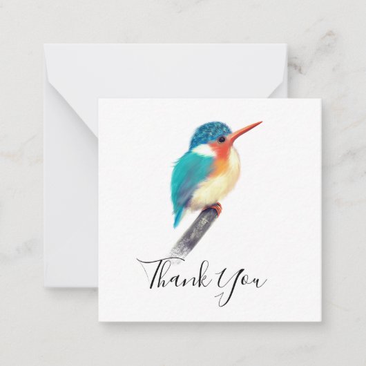 ミニマリストKingfisher Bird Thank You Note Card ノートカード (正面)
