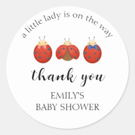 ミニマリストLadybug家族ありがとう赤ちゃんシャワー ラウンドシール