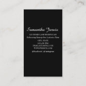 ミニマリストLash Tech白黒カスタムデザイン 名刺 (裏面)