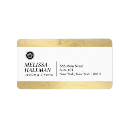 ミニマリストLuxeフローラロゴデザイナーフェイク金ゴールド ラベル