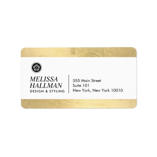 ミニマリストLuxeフローラロゴデザイナーフェイク金ゴールド ラベル (正面)