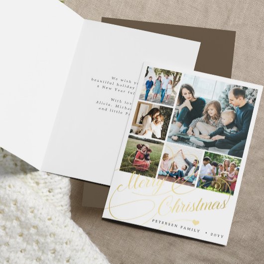 ミニマリストMerry Christmasスクリプト6フォトコラージュ シーズンカード