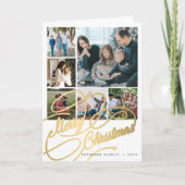 ミニマリストMerry Christmasスクリプト6フォトコラージュ シーズンカード (正面)