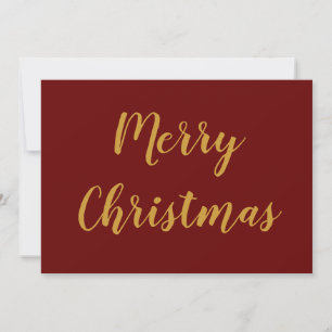 ミニマリストMerry Christmas金ゴールドスクリプトBurgundy シーズンカード
