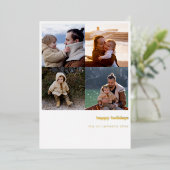 ミニマリストMerry Christmas はっきりした 4 Photo Grid金ゴールド 箔シーズンカード (立ち正面)