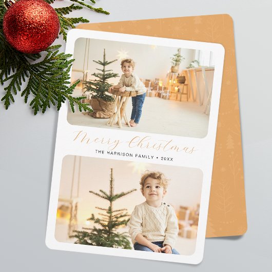 ミニマリストMerry Christmas モダン 2枚の写真 シーズンカード
