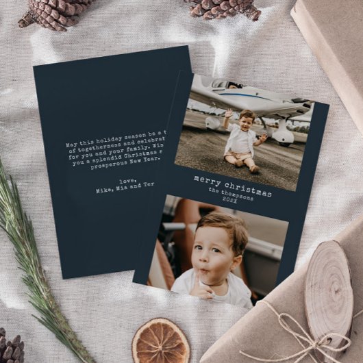 ミニマリストMerry Christmas 2フォトホリデーカード シーズンカード