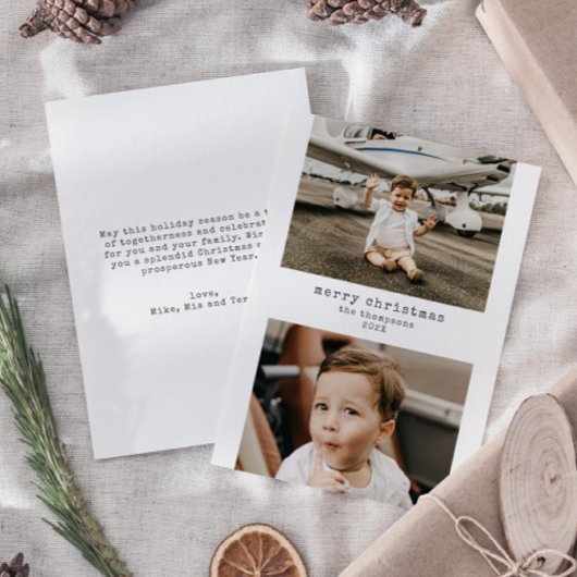 ミニマリストMerry Christmas 2フォトホリデーカード シーズンカード