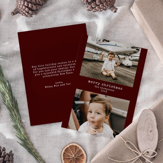 ミニマリストMerry Christmas 2フォトホリデーカード シーズンカード