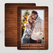 ミニマリストMerry Christmas Coule Photo Wood シーズンカード (正面/裏面)