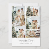 ミニマリストMerry Christmas Script 6フォトコラージュ シーズンカード (正面)