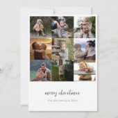 ミニマリストMerry Christmas Script 9フォトグリッド シーズンカード (正面)