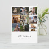 ミニマリストMerry Christmas Script 9フォトグリッド シーズンカード (スタンド正面)