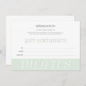 ミニマリストMint Green Pilatesギフト券 (正面/裏面)