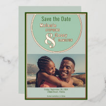 ミニマリストMint Green with foil日付カードを保存