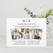 ミニマリストMonogram 3写真QRコード結婚s 招待状 (スタンド正面)