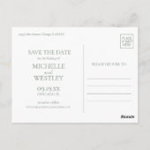 ミニマリストMonogram Sage Green日付を保存 ポストカード (裏面)