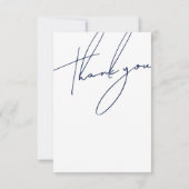 ミニマリストNavy Blueスクリプトタイポグラフィ結婚ズ サンキューカード (裏面)