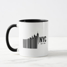 ミニマリストNYCバーコードスカイラインデザイン マグカップ