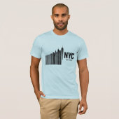 ミニマリストNYCバーコードスカイラインデザイン Tシャツ (正面フル)