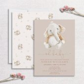 ミニマリストOhボーイエレファントブラウンベビーシャワーの招待客 招待状