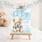 ミニマリストOh Boy It's A Boy Blue Bear Baby Shower 招待状