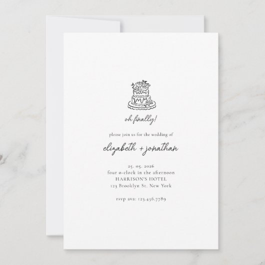 ミニマリストOh Finally Script 結婚's 招待状 (正面)