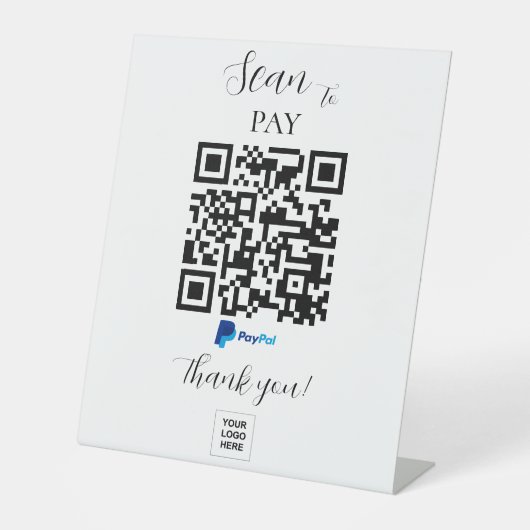 ミニマリストPaypal支払いQRコードペデスタル記号 台座サイン (正面)