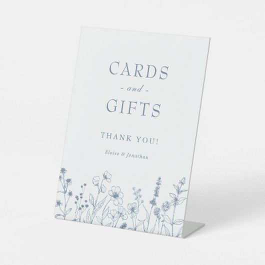 ミニマリストPeriwinkleワイルドフラワーカードとギフト 台座サイン (正面)