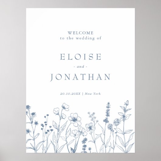 ミニマリストPeriwinkle Wildflower結婚's Welcome ポスター (正面)