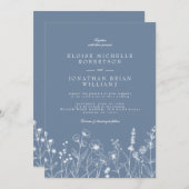 ミニマリストPeriwinkle Wildflower詳細結婚ズ 招待状 (正面/裏面)