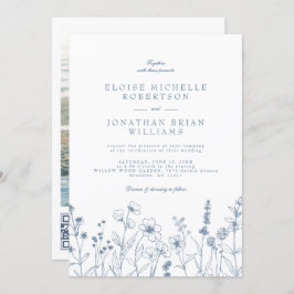 ミニマリストPeriwinkle Wildflower詳細結婚ズ 招待状